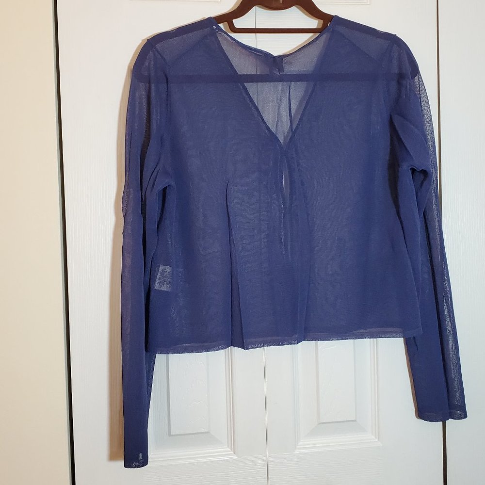 Eileen Fisher Sz M Blue Sheer Sweater w/ Buttons
